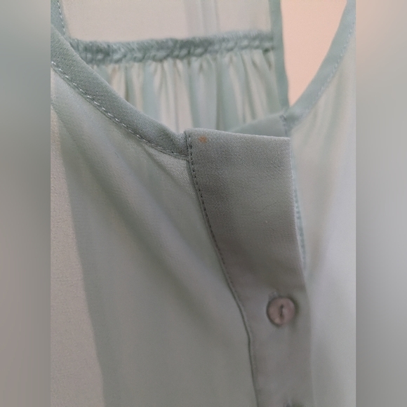 Urban Outfitters Sparkle and Fade Green High Low Cutout Button Down XS - Picture 6 of 6